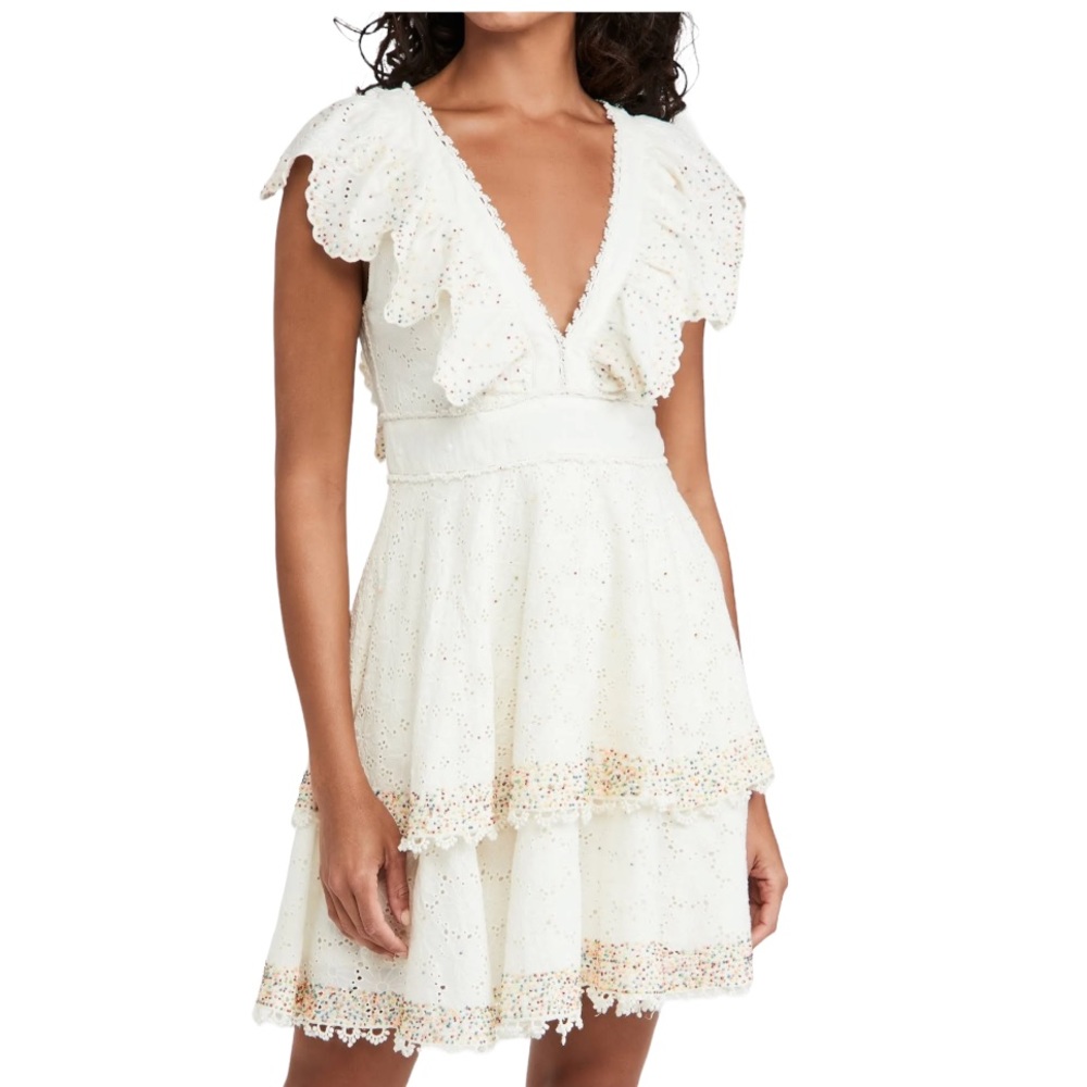 Farm Rio Eyelet Patch Beaded Dress